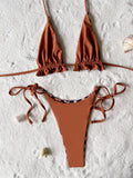 XS - L Doulbe Side Wearable Reversible Bikini Women Swimwear Female Swimsuit Three-pieces Bikini Set Ruffled Bathing Suit Swim