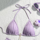 Sexy Wrinkled Halter Brazilian Bikini Women Swimwear Female Swimsuit Two-pieces Bikini Set High Cut Bathing Suit Swim Beach Wear