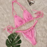2025 Halter Luxury Rhinestone Diamond Bikini Female Swimsuit Women Swimwear Two-pieces Bikini Set Bather Bathing Suit Swim Lady
