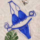 2025 Halter Luxury Rhinestone Diamond Bikini Female Swimsuit Women Swimwear Two-pieces Bikini Set Bather Bathing Suit Swim Lady