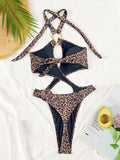 Sexy Tummy Cut Out Halter Women Thong Swimwear One Piece Swimsuit Female High Cut Monokini Rings Bathing Suit Swim Beach Wear