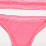 Toucheart 4 Piece Set Sexy Lingerie Set Elasticity Mesh Patchwork See-Through Breast-Wrapping Three-Point Briefs Sexy Underwear