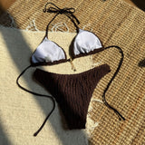 Wrinkled Halter Bikini Women Swimwear Female Swimsuit Two-pieces Bikini Set Brazilian Bather High Cut Bathing Suit Swim Lady