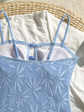 Leaves Printed Mesh Hollow Out Women Swimwear One Piece Swimsuit Female Monokini High Leg Cut Bather Slim Bathing Suit Swim Lady