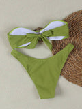 XS - L Metal Ring Bandeau Bikini Women Swimwear Female Swimsuit Two-pieces Bikini set Brazilian High Cut Bathing Suit Swim Lady