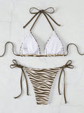 Sexy Leopard Bikini 2025 Halter Swimsuit Women String Swimwear Female Micro Bikini Set Brazilian Bathing Suit Push Up Swim Wear