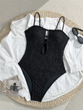 Leaves Printed Mesh Hollow Out Women Swimwear One Piece Swimsuit Female Monokini High Leg Cut Bather Slim Bathing Suit Swim Lady