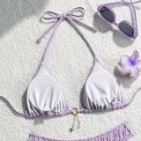 Wrinkled Halter Bikini Women Swimwear Female Swimsuit Two-pieces Bikini Set Brazilian Bather High Cut Bathing Suit Swim Lady
