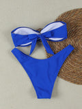 XS - L Metal Ring Bandeau Bikini Women Swimwear Female Swimsuit Two-pieces Bikini set Brazilian High Cut Bathing Suit Swim Lady