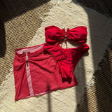 With Mesh Skirt Bandeau Bikini Women Swimwear Female Swimsuit Three-pieces Bikini Set Metal Ring Bathing Suit Swim Beachwear
