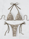 Sexy Leopard Bikini 2025 Halter Swimsuit Women String Swimwear Female Micro Bikini Set Brazilian Bathing Suit Push Up Swim Wear