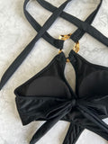 Sexy Tummy Cut Out Halter Women Thong Swimwear One Piece Swimsuit Female High Cut Monokini Rings Bathing Suit Swim Beach Wear