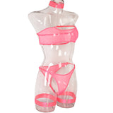 Toucheart 4 Piece Set Sexy Lingerie Set Elasticity Mesh Patchwork See-Through Breast-Wrapping Three-Point Briefs Sexy Underwear
