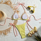 2025 Halter Wrinkled Weaved Bikini Women Swimwear Female Swimsuit Two Pieces Bikini Set Brazilian Bathing Suit Swim Beach Wear
