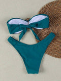 XS - L Metal Ring Bandeau Bikini Women Swimwear Female Swimsuit Two-pieces Bikini set Brazilian High Cut Bathing Suit Swim Lady