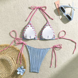 2025 Halter Wrinkled Weave Bikini Women Swimwear Female Swimsuit Two Pieces Bikini Set Brazilian Bathing Suit Swim Beach Wear