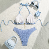 Sexy Wrinkled Halter Brazilian Bikini Women Swimwear Female Swimsuit Two-pieces Bikini Set High Cut Bathing Suit Swim Beach Wear