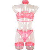 Toucheart 4 Piece Set Sexy Lingerie Set Elasticity Mesh Patchwork See-Through Breast-Wrapping Three-Point Briefs Sexy Underwear