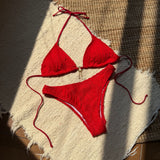 Sexy Wrinkled Halter Brazilian Bikini Women Swimwear Female Swimsuit Two-pieces Bikini Set High Cut Bathing Suit Swim Beach Wear