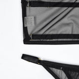 Toucheart 4 Piece Set Sexy Lingerie Set Elasticity Mesh Patchwork See-Through Breast-Wrapping Three-Point Briefs Sexy Underwear