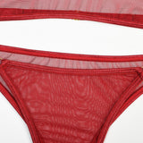Toucheart 4 Piece Set Sexy Lingerie Set Elasticity Mesh Patchwork See-Through Breast-Wrapping Three-Point Briefs Sexy Underwear