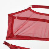 Toucheart 4 Piece Set Sexy Lingerie Set Elasticity Mesh Patchwork See-Through Breast-Wrapping Three-Point Briefs Sexy Underwear