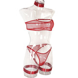 Toucheart 4 Piece Set Sexy Lingerie Set Elasticity Mesh Patchwork See-Through Breast-Wrapping Three-Point Briefs Sexy Underwear