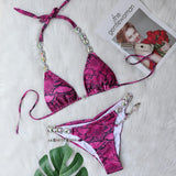 Sexy Halter Shiny Diamond Bikini Women Swimwear Female Swimsuit Two-pieces Bikini Set Brazilian Bathing Suit Swim Beachwear Lady