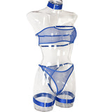 Toucheart 4 Piece Set Sexy Lingerie Set Elasticity Mesh Patchwork See-Through Breast-Wrapping Three-Point Briefs Sexy Underwear