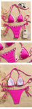 Shell Decoration Ribbed Bikini Women Swimwear Female Swimsuit Two-pieces Bikini Set Halter Strappy Bather Bathing Suit Swim Lady