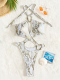 Sexy Tummy Cut Out Halter Women Thong Swimwear One Piece Swimsuit Female High Cut Monokini Rings Bathing Suit Swim Beach Wear