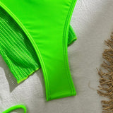 Mesh Sheer Long Sleeve Cover-Up Micro Bikini Female Swimsuit Women Swimwear Three-pieces Bikini Set Bathing Suit Swim Beach Wear