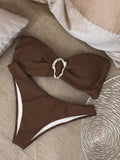 XS - L Metal Ring Bandeau Bikini Women Swimwear Female Swimsuit Two-pieces Bikini set Brazilian High Cut Bathing Suit Swim Lady