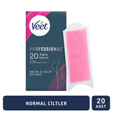 Veet Profesyonel Wax Strips for Hair Removal - Easy Gelwax Technology for Smooth Skin up to 28 Days - Normal Skin, 20 Strips