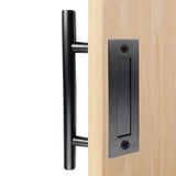 12" Round Pull & Flush Barn Door Handle Combo