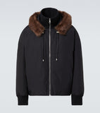 Loewe Men Shearling-Trimmed Cotton-Blend Jacket