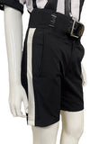 NEW - Honig's Lightweight Poly/Spandex Football Short Black w/White Stripe