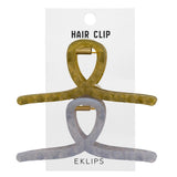 Eklips 2-Piece Frosted Bow Hair Clips in Green & Grey