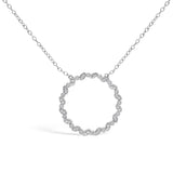 .925 Sterling Silver 1/7 Cttw Lab Grown Diamond Beaded Love Circle Pendant Necklace - Size 18 Inches