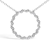 .925 Sterling Silver 1/7 Cttw Lab Grown Diamond Beaded Love Circle Pendant Necklace - Size 18 Inches