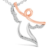 14K Rose Gold Plated Sterling Silver 1/10 Cttw Diamond Angel Pendant Necklace