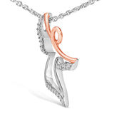 14K Rose Gold Plated Sterling Silver 1/10 Cttw Diamond Angel Pendant Necklace