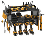Power Tools Organizer Wall Mount, Cordless Drill Holder with 8-Outlet Power Strip, Modular Garage Organization Storage Rack 36 Months Warranty
