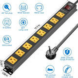CRST 2-Pack 8-Outlet Heavy Duty Metal Power Strip, 2100J Surge, Mountable, SGS Certified