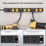 CRST 2-Pack 8-Outlet Heavy Duty Metal Power Strip, 2100J Surge, Mountable, SGS Certified