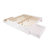 King Size 2 Drawer Storage White Wooden 4 Post Platform Bed  Frame