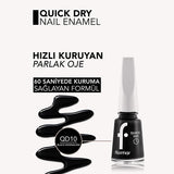 Flormar Quick Dry Nail Polish - 60-Second Drying, Highly Pigmented, Long-Lasting Nail Color - Black Minimalism