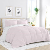 Full/Queen 3-Piece Microfiber Reversible Comforter Set in Blush Pink and White