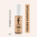 Flormar Perfect Coverage Foundation 121 Golden Neutral - Long-Lasting, SPF 15 Foundation for All Skin Types
