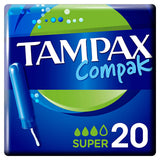 Tampax Compak Tampons with Applicator - 20 Count, Comfortable and Secure Period Protection